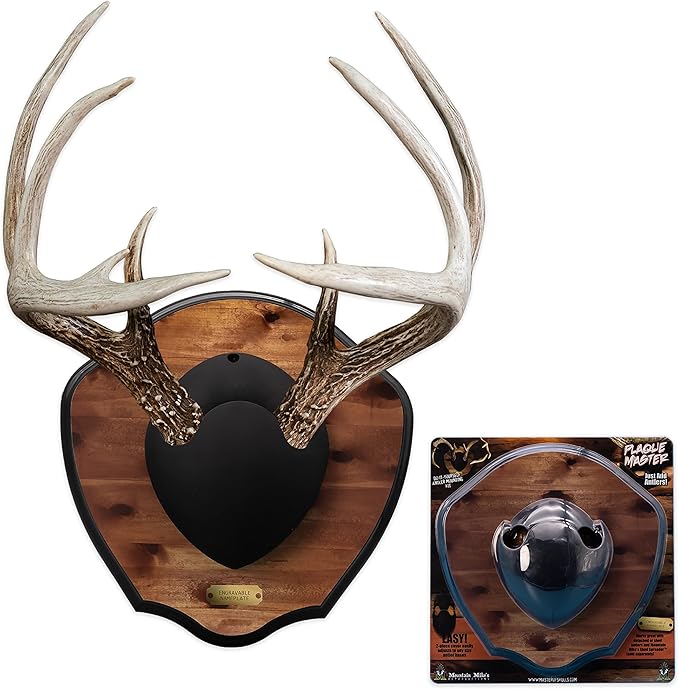Plaque Master by Illusion | Mossy Oak Bottomland | Deer Antler Mount | Antler Mounting Kit | Antler Plaque | Antler Display | Taxidermy | Deer Hunting | Universal Sizing