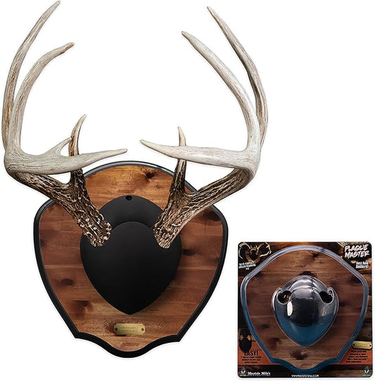 Plaque Master by Illusion | Mossy Oak Bottomland | Deer Antler Mount | Antler Mounting Kit | Antler Plaque | Antler Display | Taxidermy | Deer Hunting | Universal Sizing