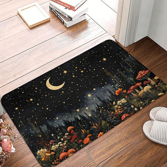 Mushroom Bathroom Rugs 24x16in Non Slip Bath Rug Mushroom Forest Bath Mat Decor Rugs Home Floor Mat