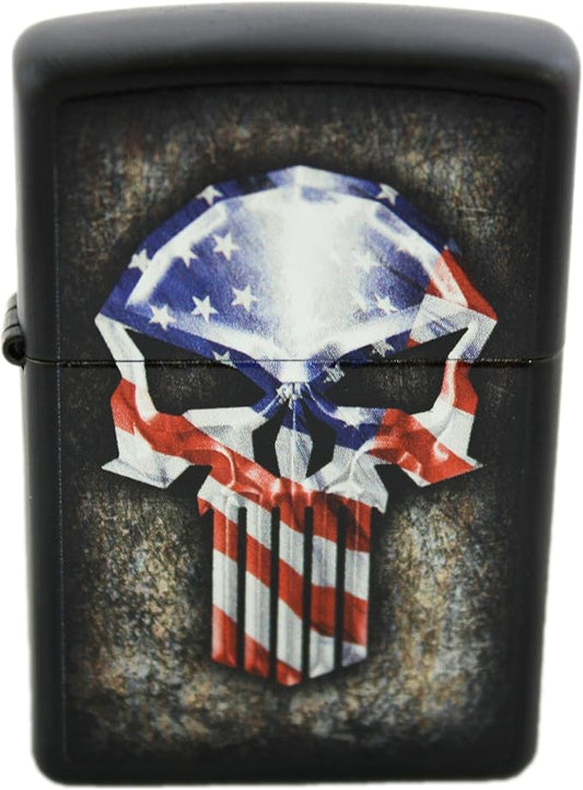 Zippo Custom American Flag Punisher Punisher Skull Lighter - Matte Black