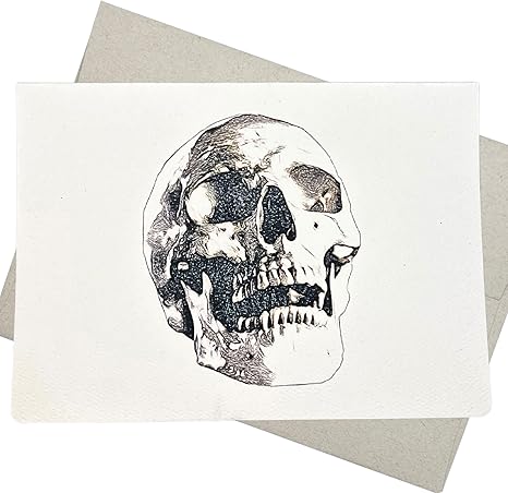 Skull Greeting Card with Envelope for All Occasions (7X5 Inch, 1 Card, Blank Inside) Gothic Birthday Card for fan of horror movies, Halloween, and goth greeting cards - 211