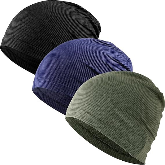 WTACTFUL 3-Pack Cooling Skull Caps for Men & Women - Breathable 3D Mesh Running Caps for Cycling, Gym & Summer & Winter