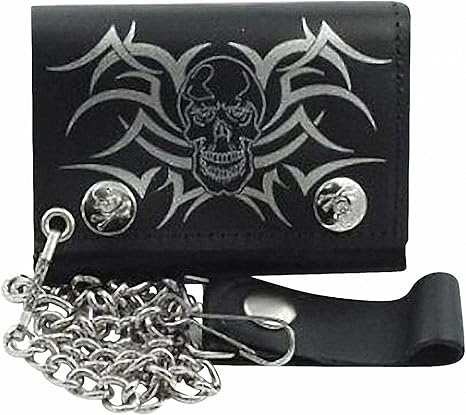 Tribal Skull Genuine Leather Chain Wallet