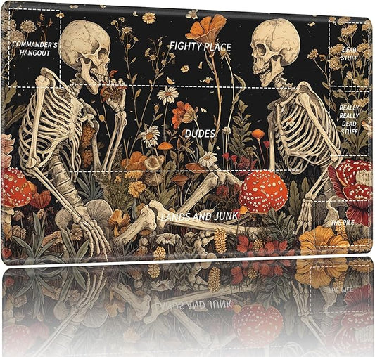 Playmat for MTG,Card Playmat Stitched with Zones for MTG Card Game Playing, TCG and Board Game Mat for Cards,Mousepad Desk Mats,Game Mat 27.5 x 15.74 inches-Skull Mushrooms