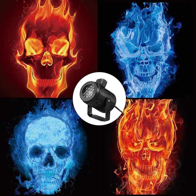 VIHOSE Halloween Skull Projector Hologram Lights for Decoration Outdoor 4 in 1 Projector Digital Decoration Kit for Holiday Indoor Party Yard Decor