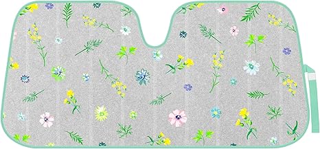 BDK Pastel Flowers Front Windshield Sunshade Accordion Folding Style Auto Shade for Cars Trucks SUVs Vans Blocks UV Rays Sun Visor Protector Easy Setup Keeps Your Vehicle Cool (58" x 27")
