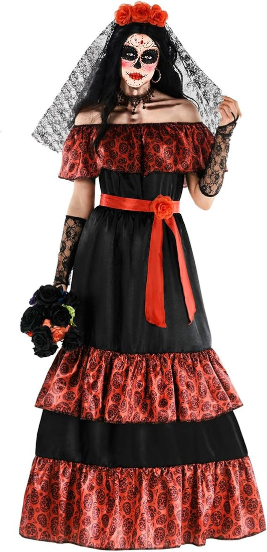 Day Of The Dead Costumes For Women, Dia De Los Muertos Costume Women, Skull Dress For Womens, Womens Halloween Costumes