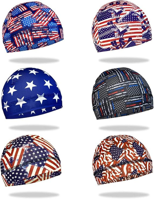 6 Pcs Skull Cap Sweat Wicking Helmet Liner Breathable Cycling Beanie Running Sports Hat Cooling Head Wraps for Men