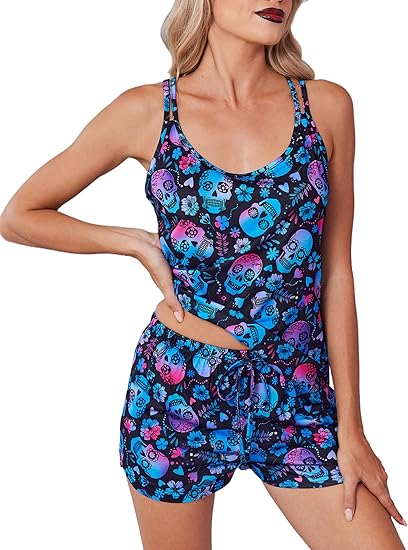 Womens Cami Pajama Set Sleeveless Racerback Tank Top Pjs Soft Sleepwear