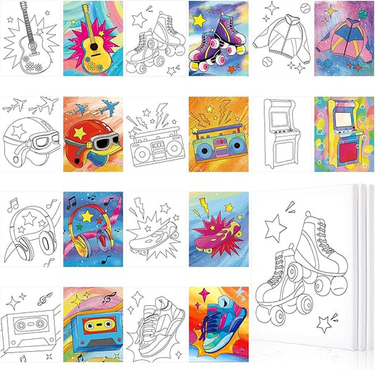 Sherr 10 Pcs Pre Drawn Canvas for Painting Preprinted Stretched Cotton Canvas for Adults Pre Drawn Outline for Valentines Couple Date Night Sip and Paint Party Favor(Vintage,8 x 10 Inch)
