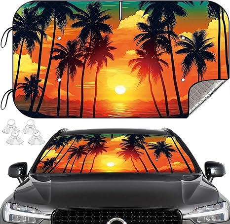 Car Windshield Sun Shade, Foldable Windshield Cover Sunshade Front Window with Enhanced Sun Protection for Cars, SUVs, Hatchback (55" x 29.5")