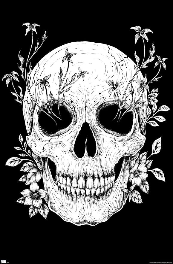 Trends International Episodic Drawing - Floral Skull Wall Poster, 34L x 22.4W, Unframed Version