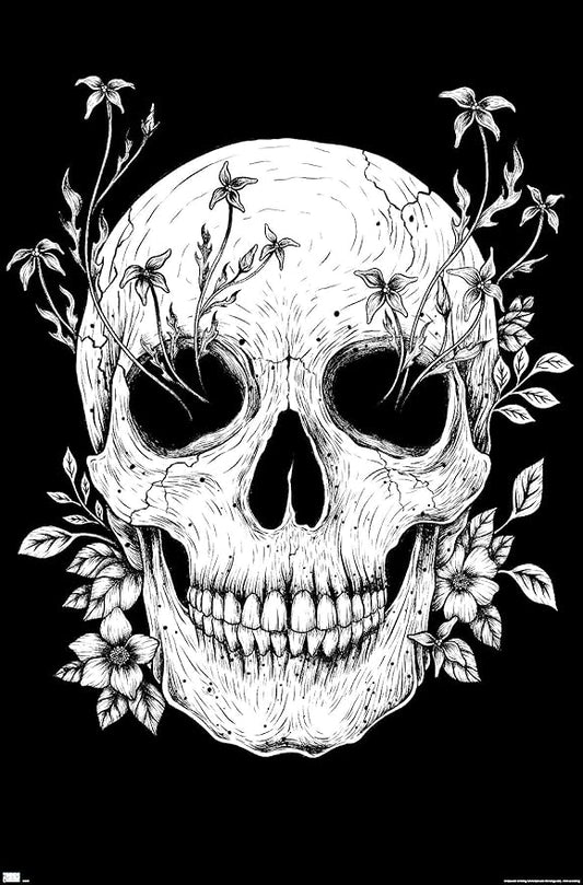 Trends International Episodic Drawing - Floral Skull Wall Poster, 34L x 22.4W, Unframed Version