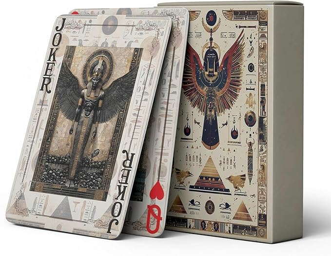 Creative Playing Cards,Tabletop Game Poker Cards,Egyptian Mythology Retro Style Playing Card, Themed Playing Cards, Double-Sided Anti Slip Design, Smooth Hand Feel.
