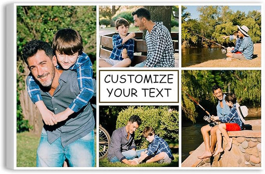 xzartdiy Custom Picture Canvas Prints with Your Photos, 5 Collage Images Print, Personalized Wall Art for Family Home Office Wedding Decor, Customized Gifts for Father’s & Mother’s Day 12x8’’