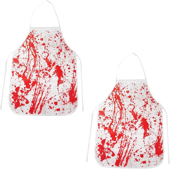 Halloween Bloody Apron Butcher Costume Prop with Scary Handprint for Adult Women Men Cosplay Party Cooking