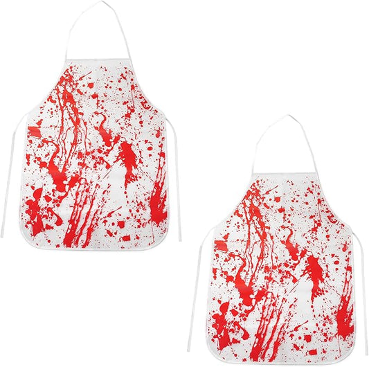 Halloween Bloody Apron Butcher Costume Prop with Scary Handprint for Adult Women Men Cosplay Party Cooking