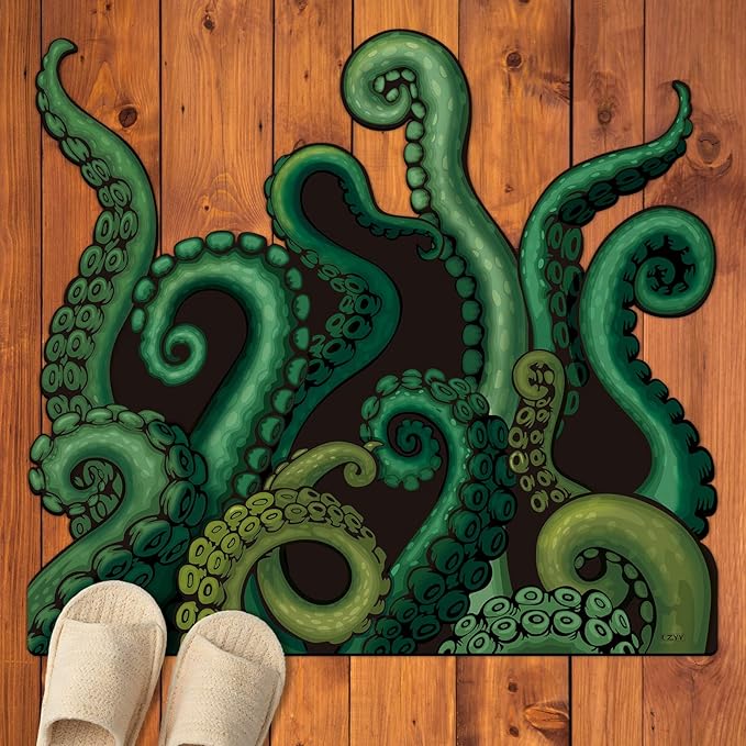 CZYY Cthulhu Tentacles Bath Mat Microfiber Water Absorbent Octopus Rug Anti-Slip Backing 27.5"x23.6" - Unique Gift & Decor for Tabletop RPG Gamers, HP Lovecraft Fans and Nautical Enthusiasts