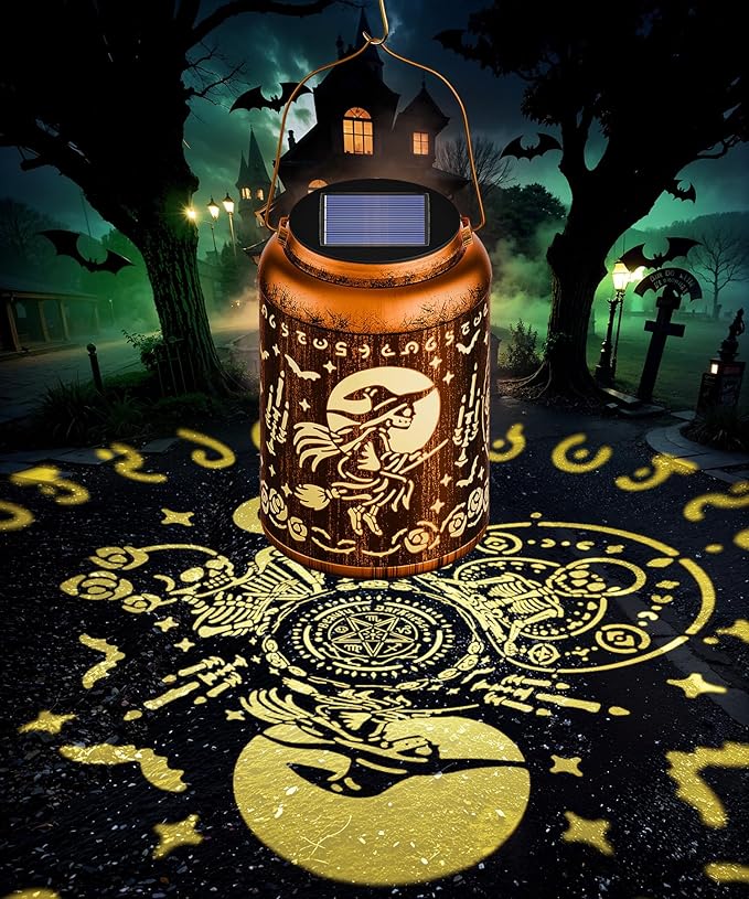 Christmas Stocking Stuffers for Women Solar Lanterns Halloween Decorations Outdoor Witchy Gifts Spooky Skull Gifts for Women Gothic Decor for Garden Yard Patio