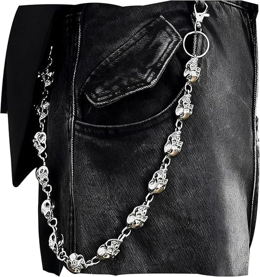 Biker Wallet Chain Pants Jeans Trouser Skull Keychains for Men Women Punk Hip-Hop Goth Clothing Accessories