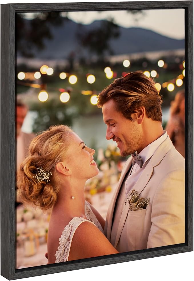 Kate and Laurel Custom Printed Framed Canvas Wall Art, 16x20 Dark Gray, Sylvie Personal Canvas Print with Your Photos for Bedroom or Living Room Gallery Wall Decor | Printed and Hand Framed in the USA