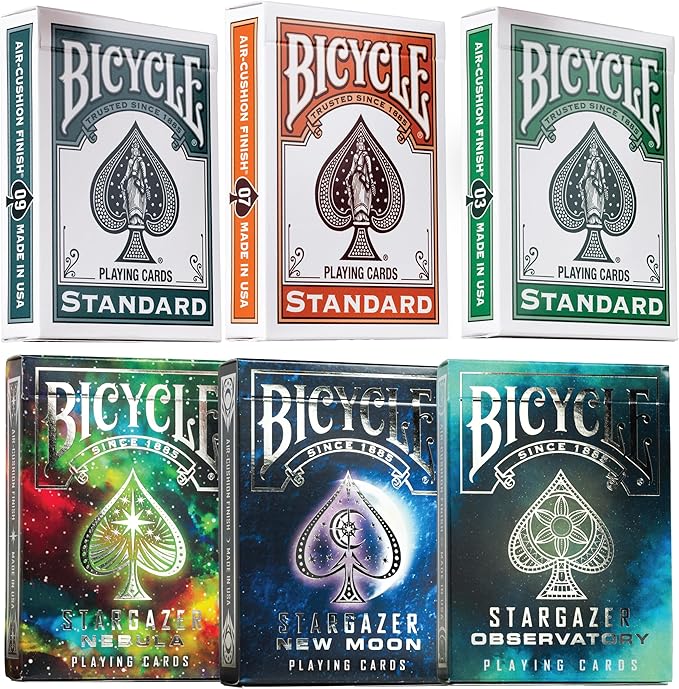 Bicycle Playing Cards 6-Deck Collector’s Bundle – Includes Stargazer Nebula, New Moon, Observatory, Color Series Fairway, Pumpkin & Wintergreen.