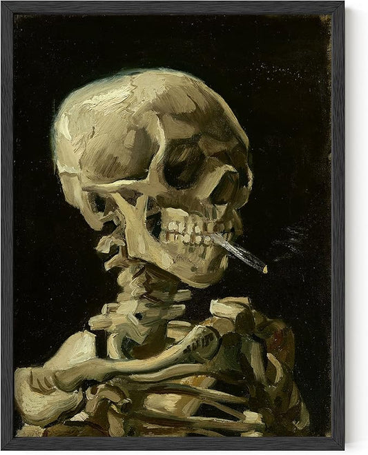 HAUS AND HUES Van Gogh Skull Cigarette Skeleton Wall Art (Unframed, 12x16)
