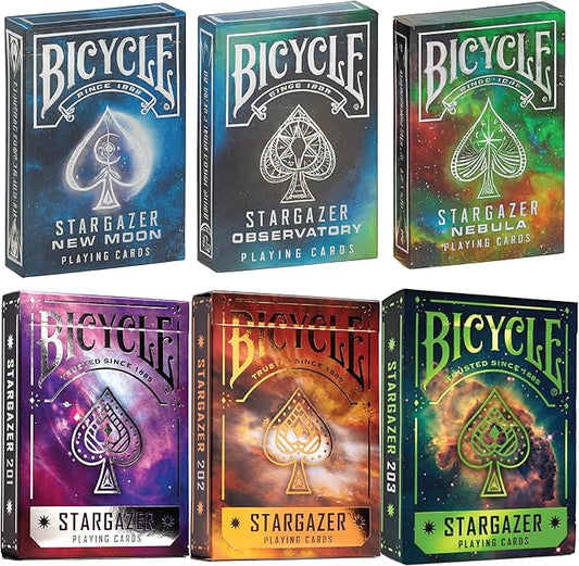 Bicycle Playing Cards, Stargazer Series 6-Deck Collector's Bundle | New Moon, Observatory, Nebula, Stargazers 201, Stargazer 202 & Stargazer 203 Playing Cards