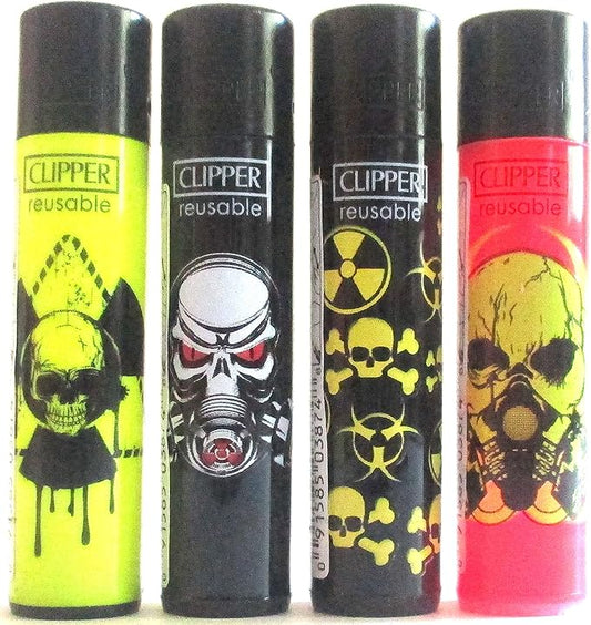 Clipper Lighter 4 Pack (Radio Skulls)