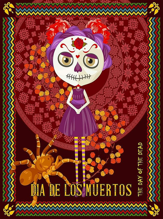 A SLICE IN TIME Mexico The Day of The Dead Girl Skull Dia De Los Muertos Retro Travel Home Collectible Wall Decor Advertisement Art Poster Print. 10 x 13.5 inches