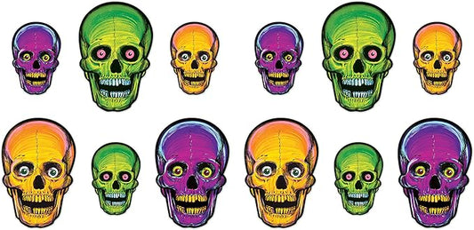 Vintage Halloween Nite-Glo Skull Cutouts Pack of 2