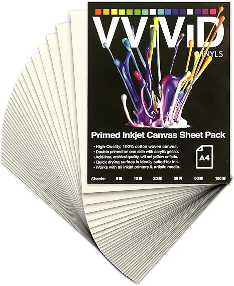 VViViD Inkjet Canvas 100% Real Printable Cotton LTR 8.5 X 11 125lbs. 340gsm 17mil (30 sheets)