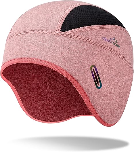 GXCROR Winter Helmet Liner Skull Cap, Fleece Lined Warm Cycling Cap with Glasses Holes, Thermal Hat Beanie for Men Women