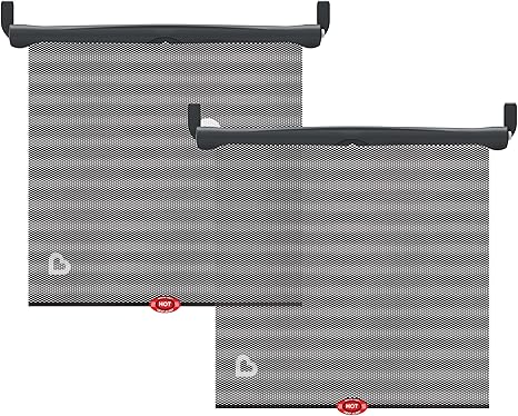 Munchkin Brica Sun Safety Car Window Shade with Heat Alert, Helps Block UVA/UVB Rays, 2 Pack, Black
