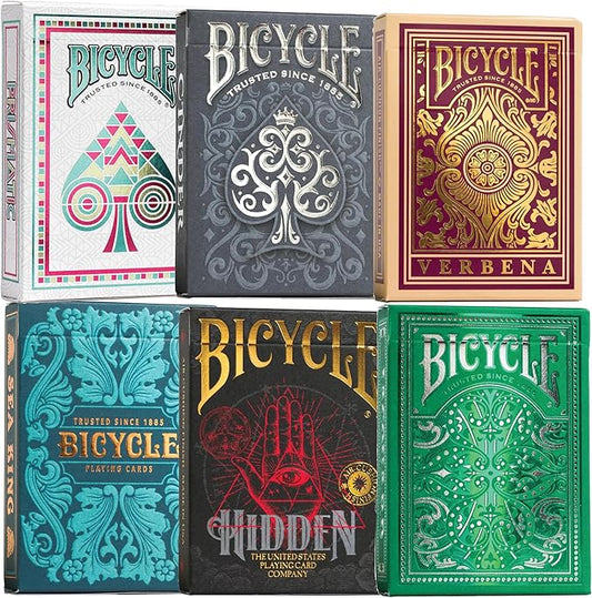 Bicycle Collector's Edition: 6-Deck Bundle Featuring Jacquard, Sea King, Hidden, Cinder, Verbena and Cold Foil Prismatic Decks