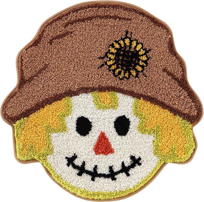 Fall Scarecrow Bath Mat 24x24 Inch, Soft and Absorbent Tufted Fall Bathroom Rug Non Slip Washable, Autumn Thanksgiving Halloween Bathroom Decor Rug Holiday Decorations