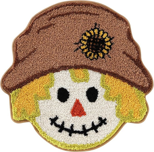 Fall Scarecrow Bath Mat 24x24 Inch, Soft and Absorbent Tufted Fall Bathroom Rug Non Slip Washable, Autumn Thanksgiving Halloween Bathroom Decor Rug Holiday Decorations