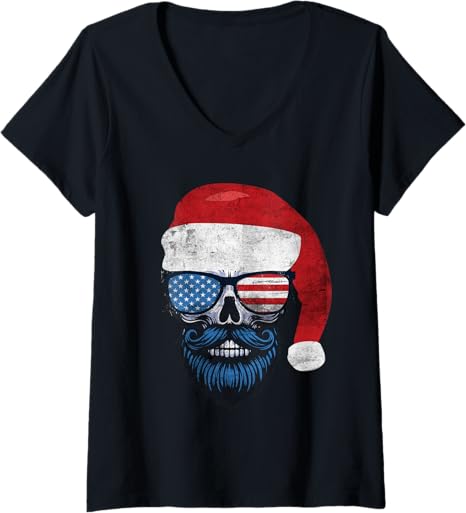 American Santa Cool Hipster Beard Skull Sunglasses
