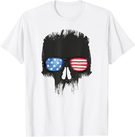 Patriotic Skull with US Flag Sunglasses Graphic