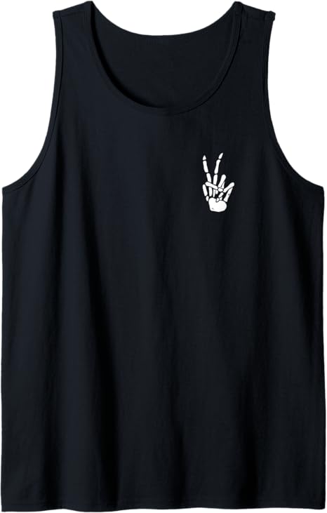 Skeleton Hand Peace Sign Bone Tank Top
