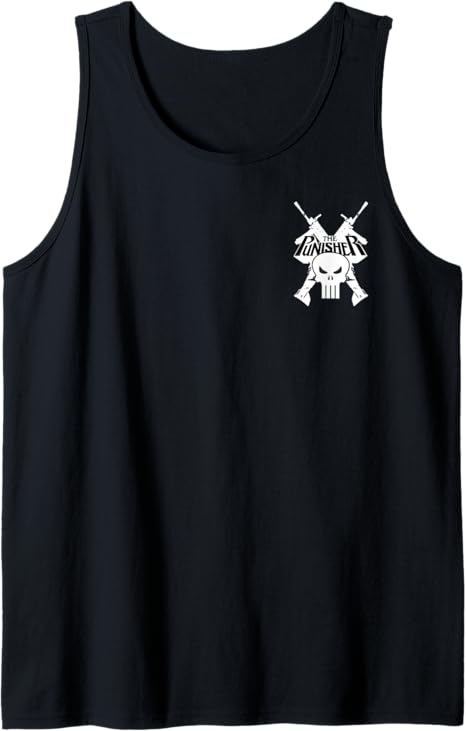Punisher Crossed Weapons Skull Vintage Pocket Logo Tank Top