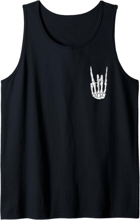 Skeleton Hand rocking Heavy Metal Horns Rocker Tank Top