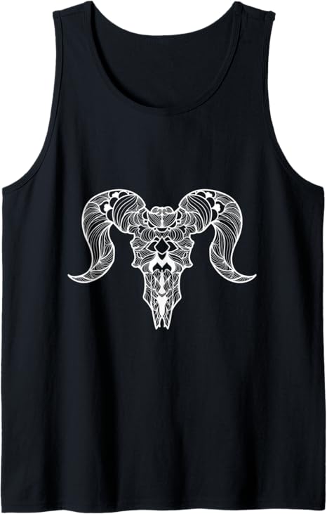Halloween Easy Costume Boho Style Bull Cow Skull Tank Top
