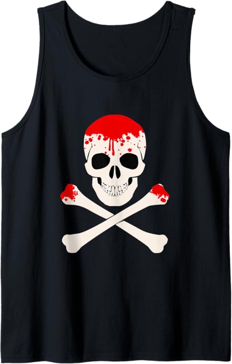 halloween skull bloody red skeleton Tank Top
