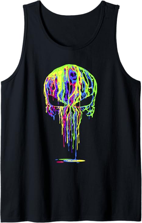 Universe Classic Punisher Paint Drip Skull Chest Logo Tank Top