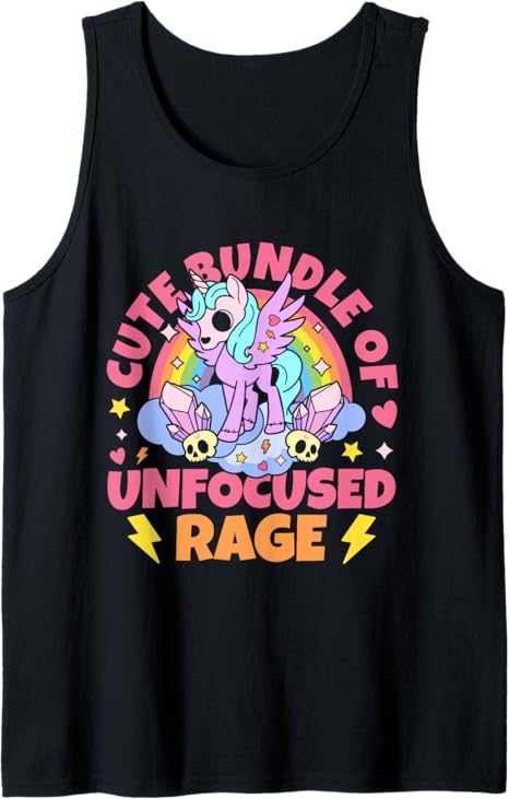 Cute Bundle Of Unfocused Rage Goth Mystical Gothic Unicorn Tank Top