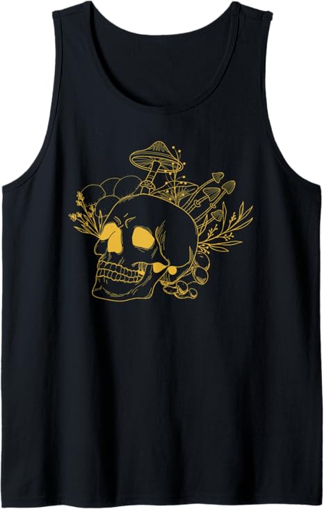 Goblincore Aesthetic Alt Dark Academia Mushroom Skull Tank Top