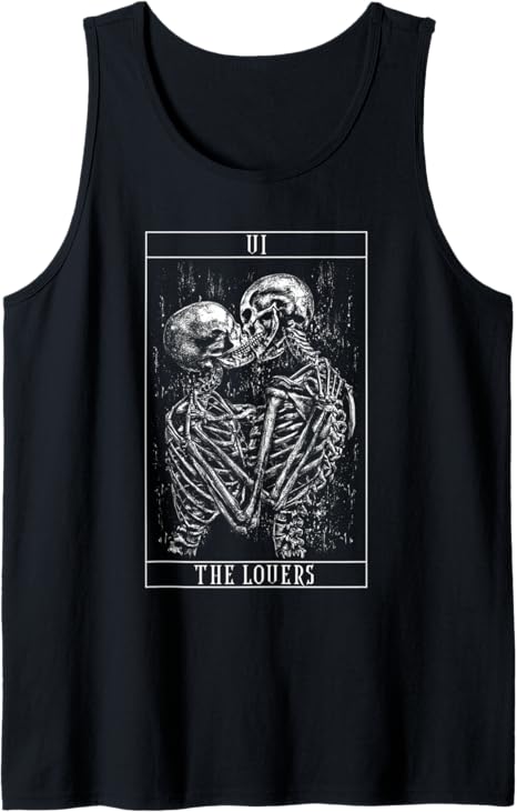 Tarot Card The Lovers - Skeleton Love Kisses Bones Horror Tank Top