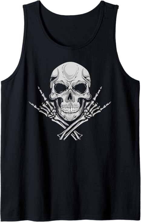 Mano Cornuta - cool music skull rocker greeting skull Tank Top