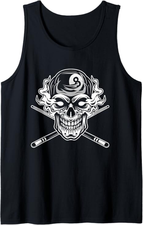 Skull Billiards Snooker Billiard 8 Ball Player Cue Sports Tank Top